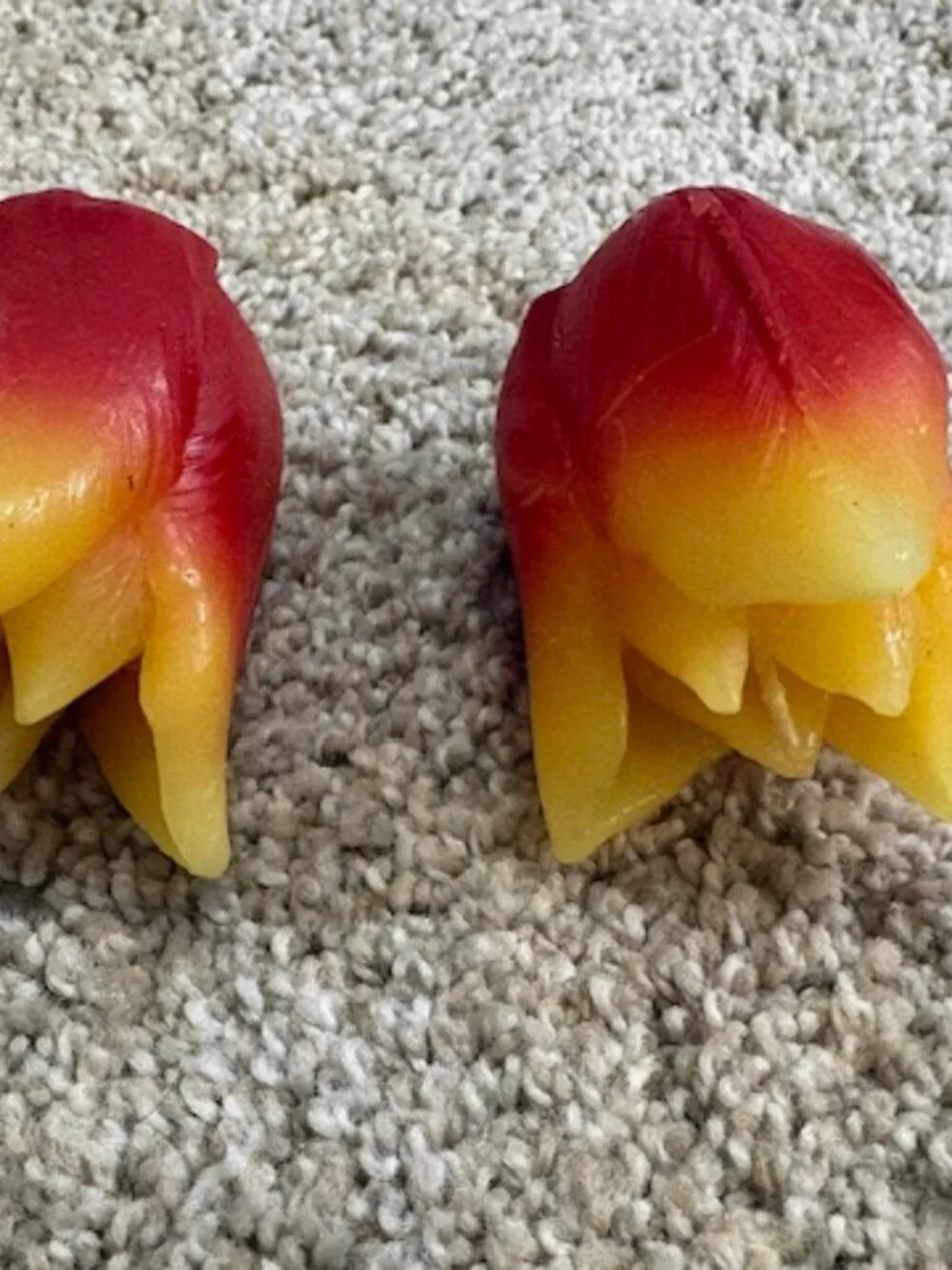 Set of 2 Tulip Shaped Wick Votive Candles, Red & Yellow 3x2
